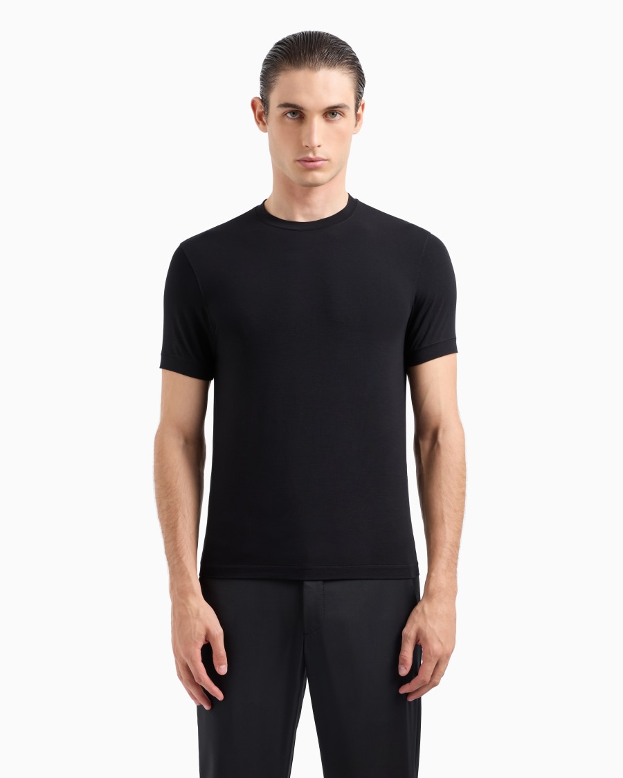 The world of armani T-SHIRT GIROCOLLO ICON IN JERSEY DI VISCOSA STRETCH Outlet