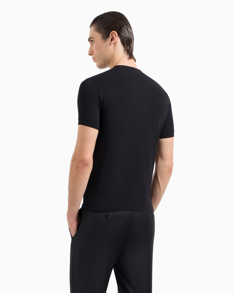 The world of armani T-SHIRT GIROCOLLO ICON IN JERSEY DI VISCOSA STRETCH Outlet