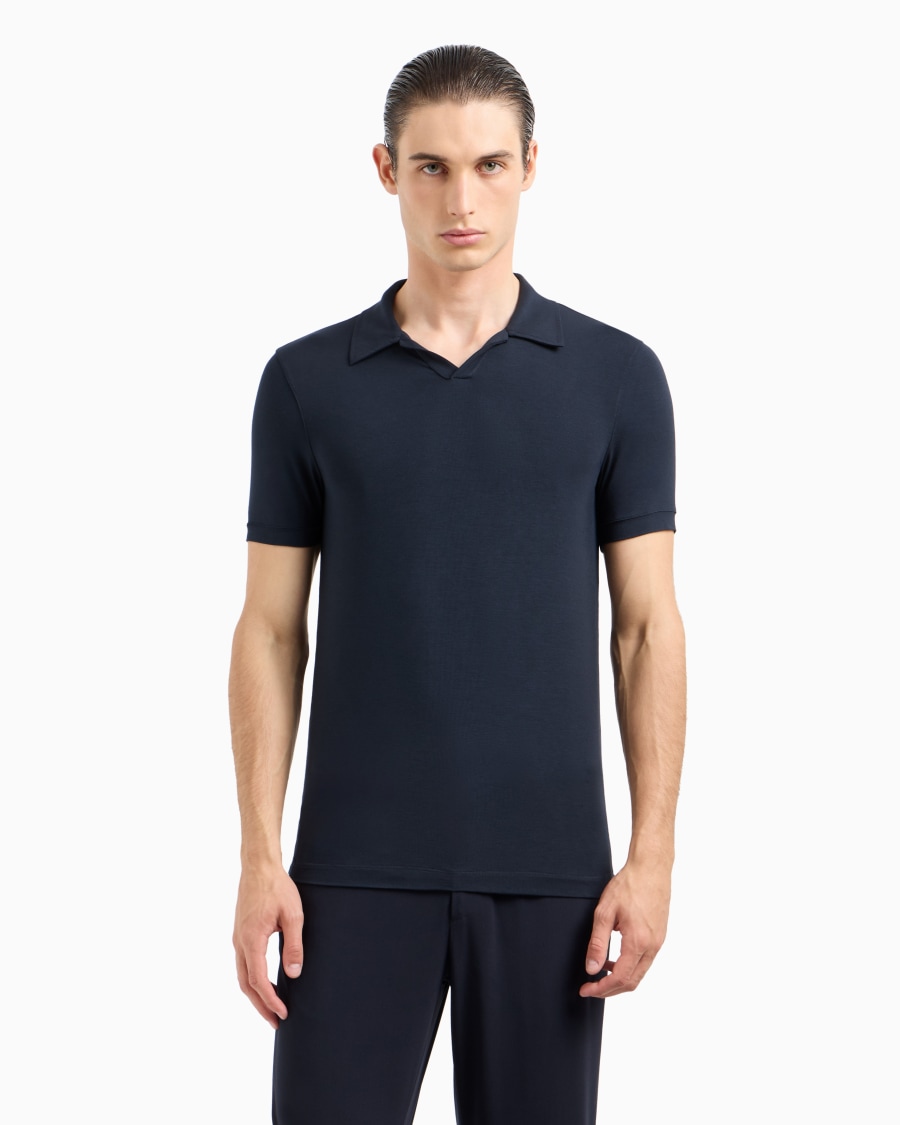 The world of armani POLO A MANICHE CORTE IN JERSEY DI VISCOSA STRETCH Offerte