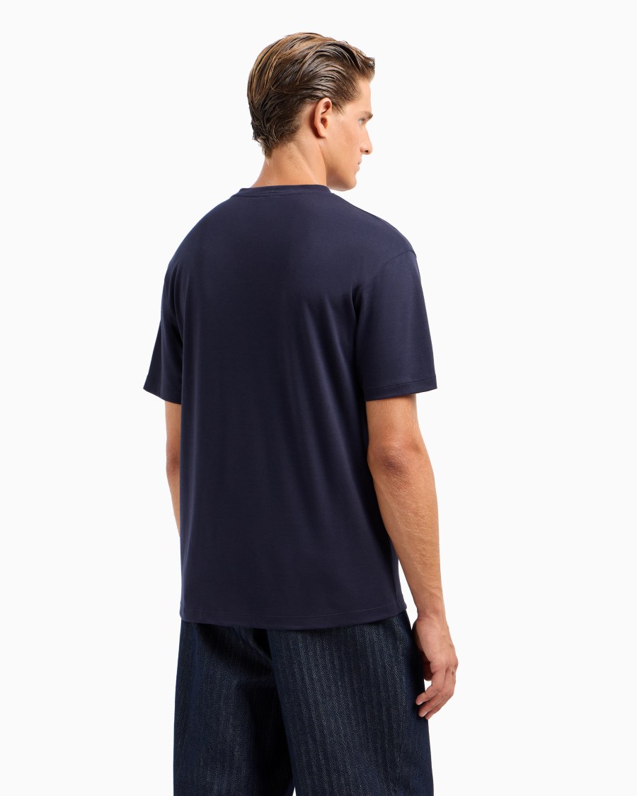 The world of armani T-SHIRT GIROCOLLO IN INTERLOCK DI COTONE E CASHMERE Negozio