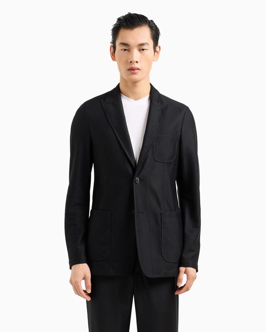 The world of armani GIACCA MONOPETTO ICON IN GAUFRÉ TECNICO In Saldo