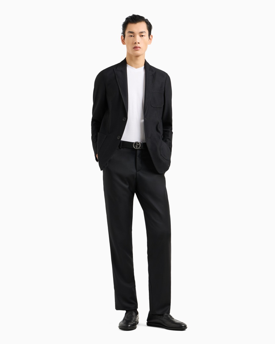The world of armani GIACCA MONOPETTO ICON IN GAUFRÉ TECNICO In Saldo