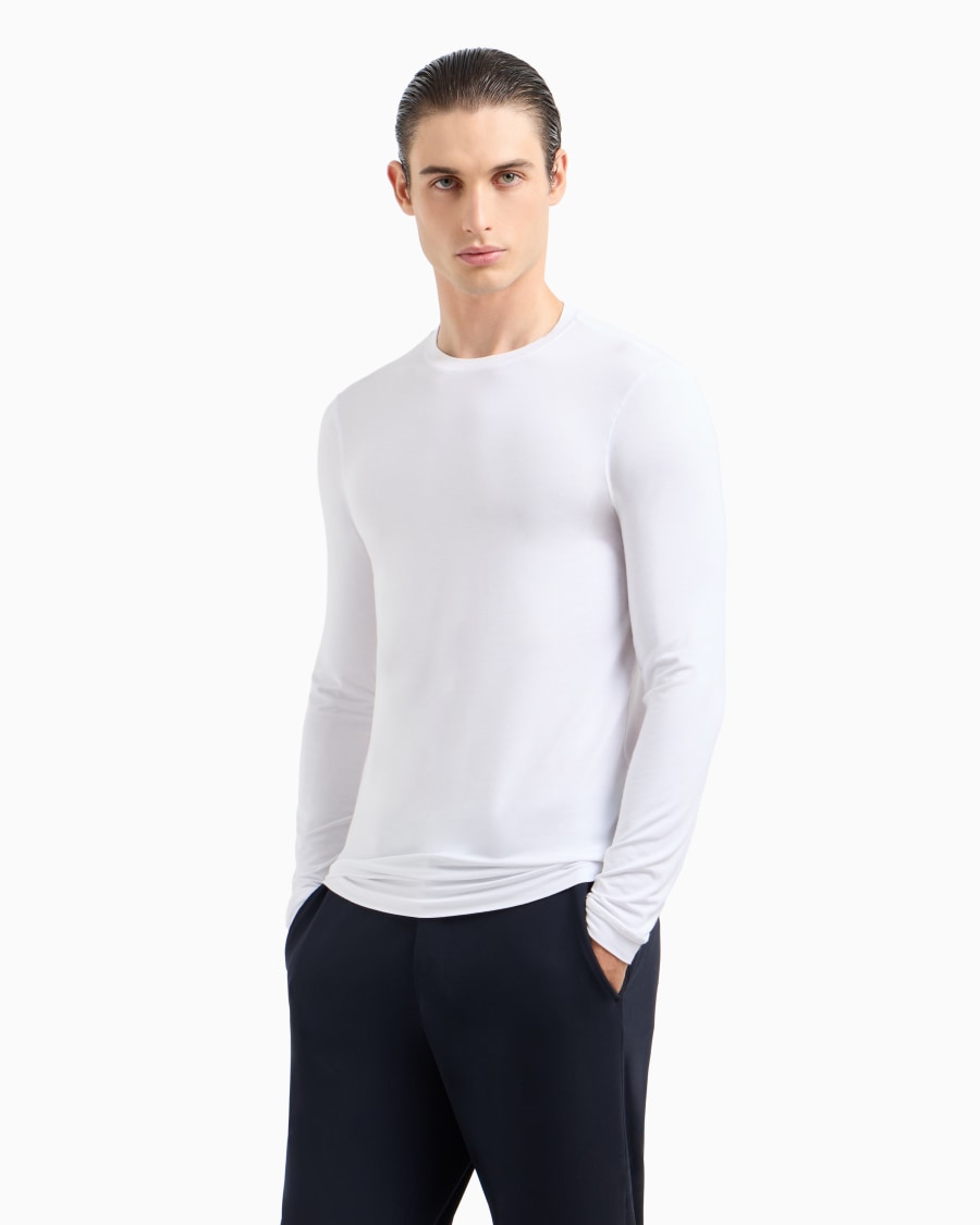 The world of armani MAGLIA GIROCOLLO A MANICHE LUNGHE IN JERSEY DI VISCOSA STRETCH Promozione Limitata