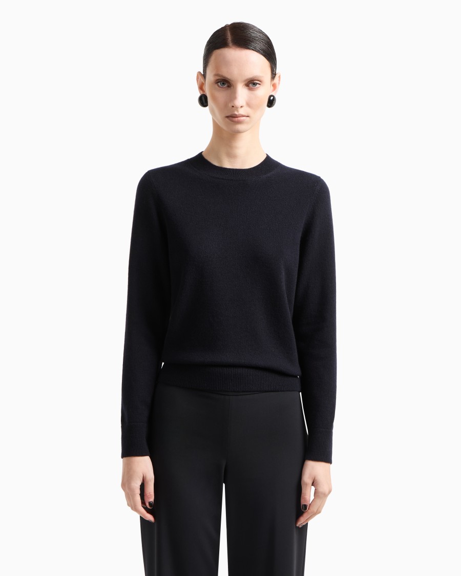 The world of armani MAGLIONE IN CASHMERE CON PROFILI A COSTE Saldi Di Fabbrica