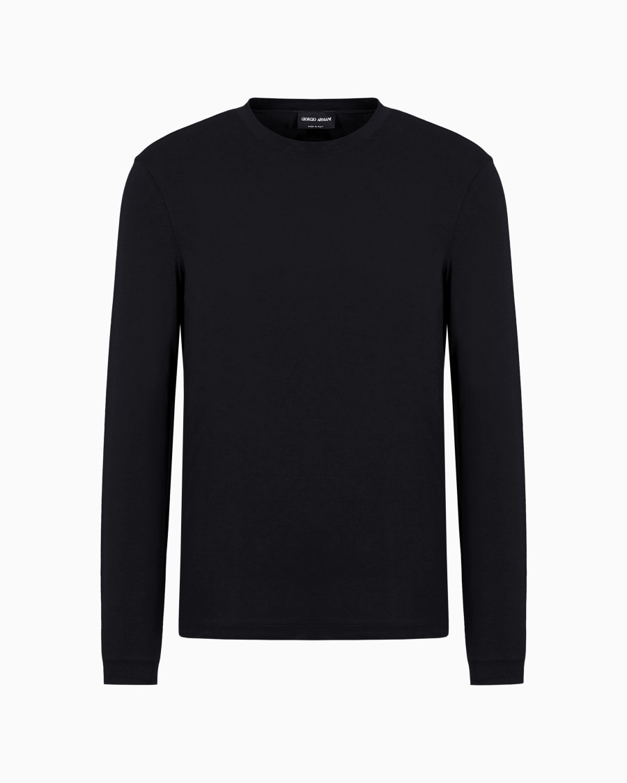 The world of armani MAGLIA GIROCOLLO A MANICHE LUNGHE IN JERSEY DI VISCOSA STRETCH