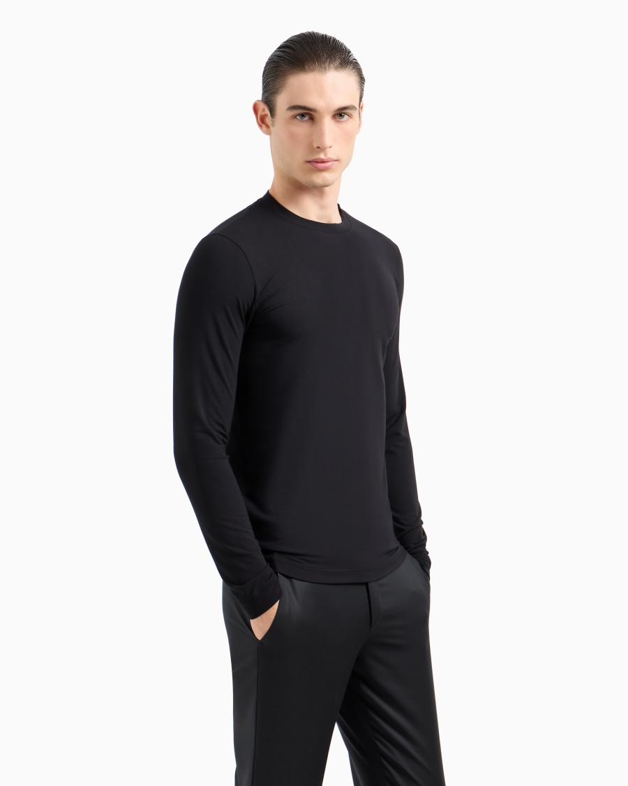 The world of armani MAGLIA GIROCOLLO A MANICHE LUNGHE IN JERSEY DI VISCOSA STRETCH Qualità Garantita