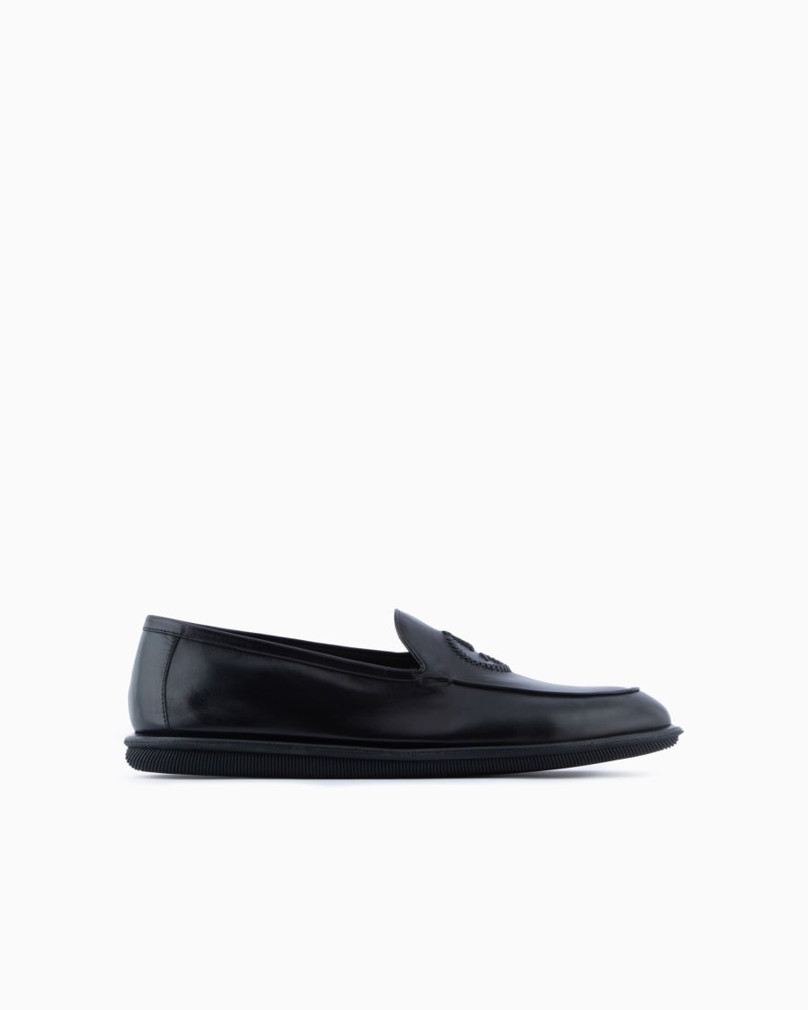 The world of armani MOCASSINI IN NAPPA VINTAGE CON LOGO RICAMATO