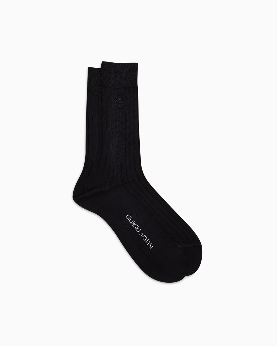 The world of armani CALZE CORTE CON LOGO RICAMATO