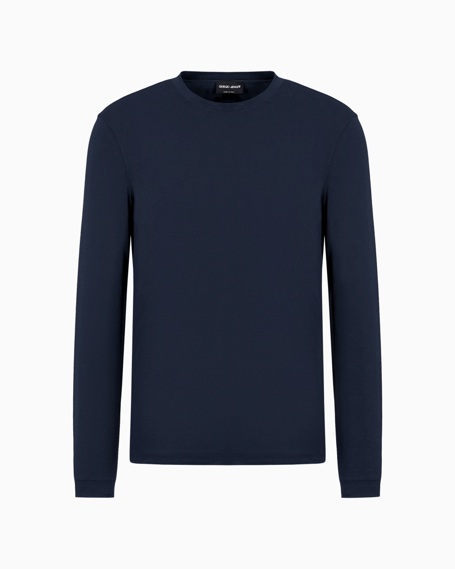 The world of armani MAGLIA GIROCOLLO A MANICHE LUNGHE IN JERSEY DI VISCOSA STRETCH