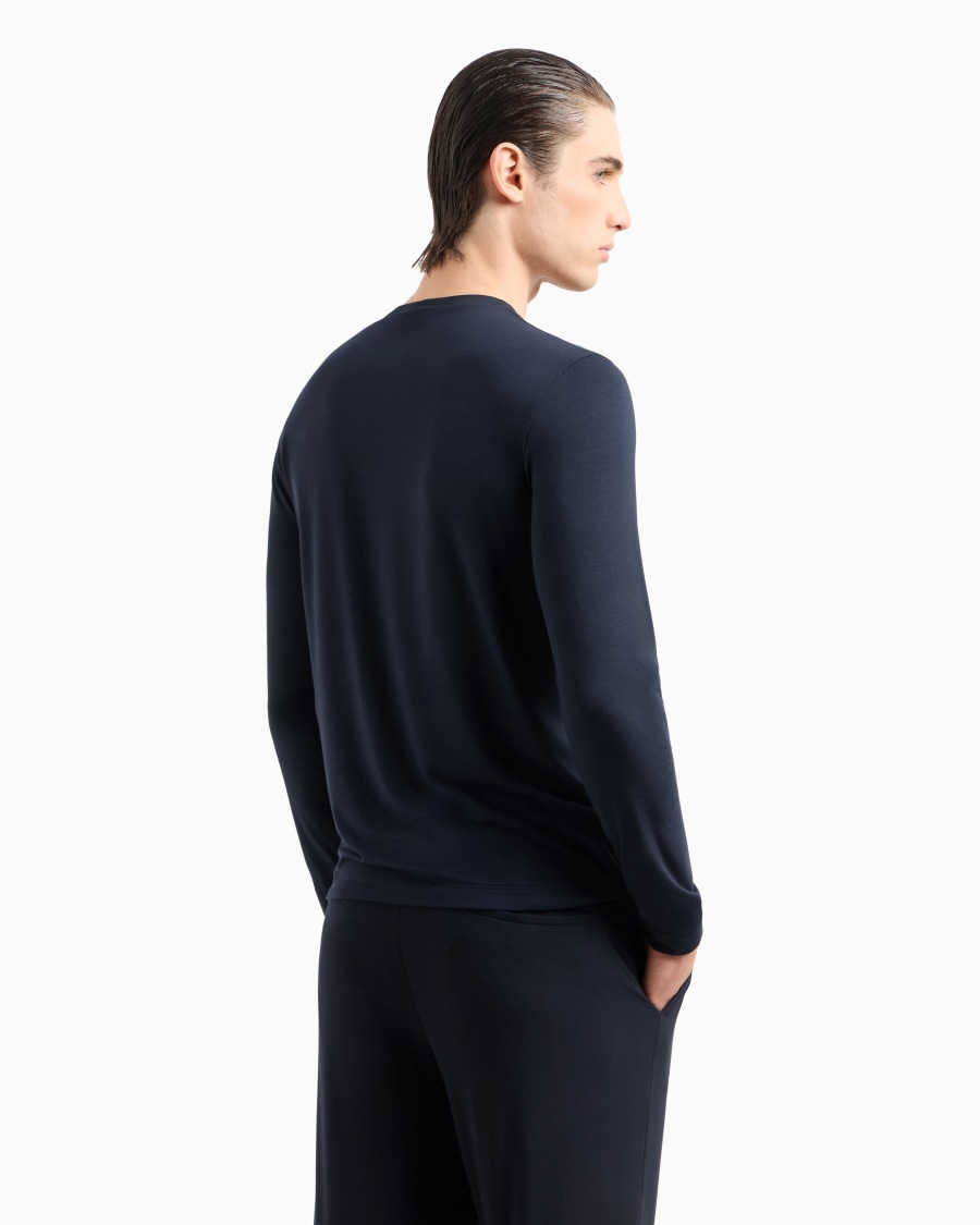 The world of armani MAGLIA GIROCOLLO A MANICHE LUNGHE IN JERSEY DI VISCOSA STRETCH In Vendita