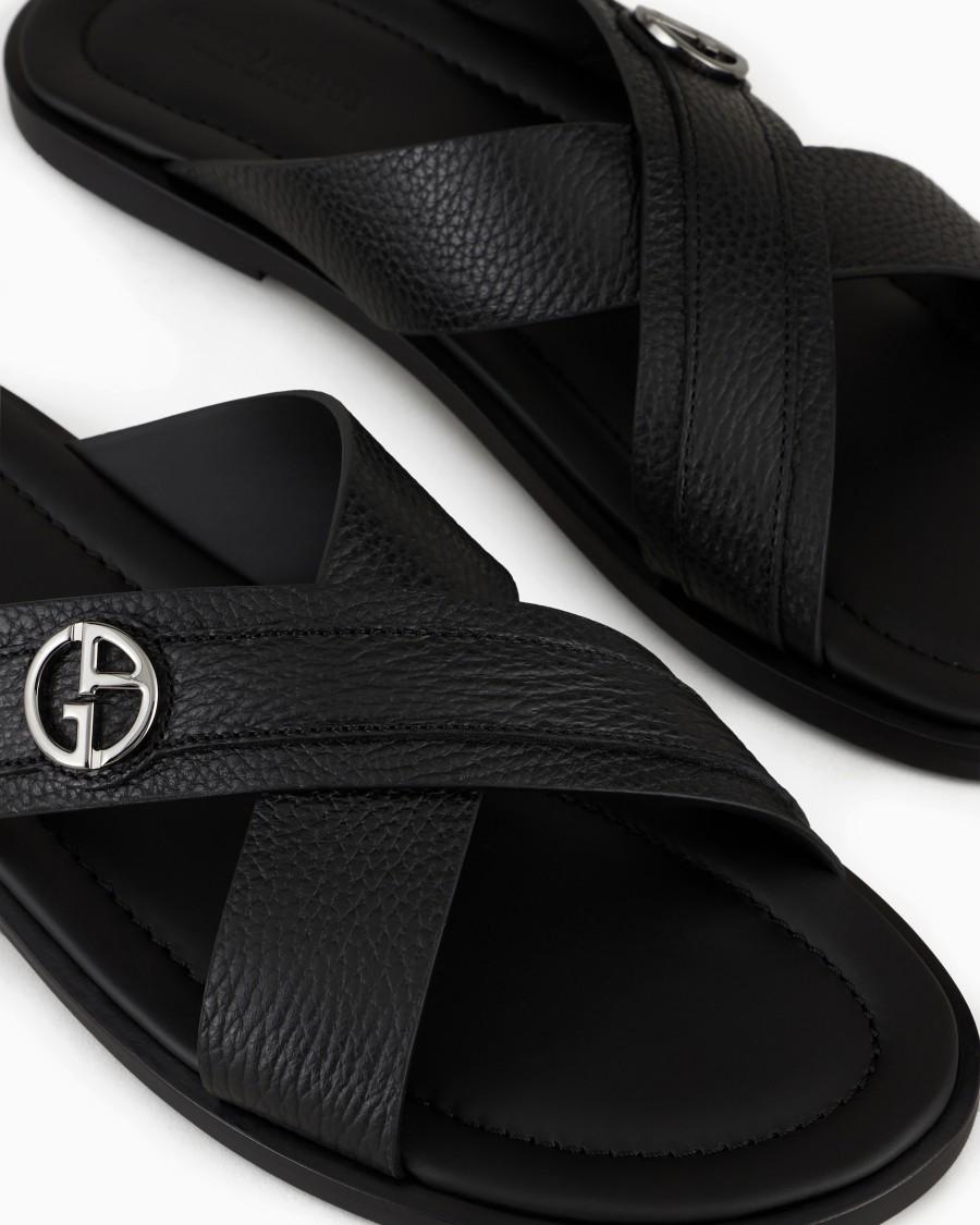 The world of armani SANDALI CROSS IN PELLE GRANATA Saldi
