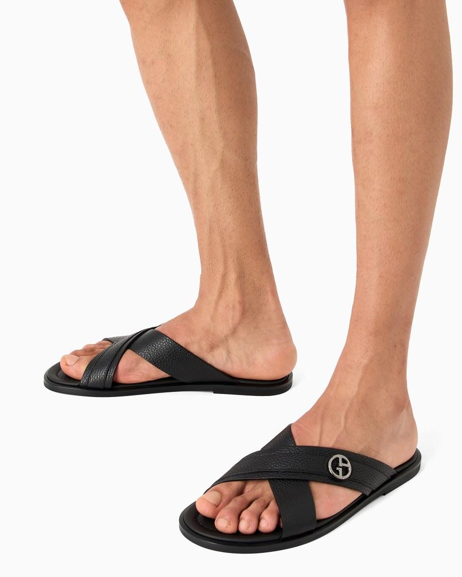 The world of armani SANDALI CROSS IN PELLE GRANATA Saldi