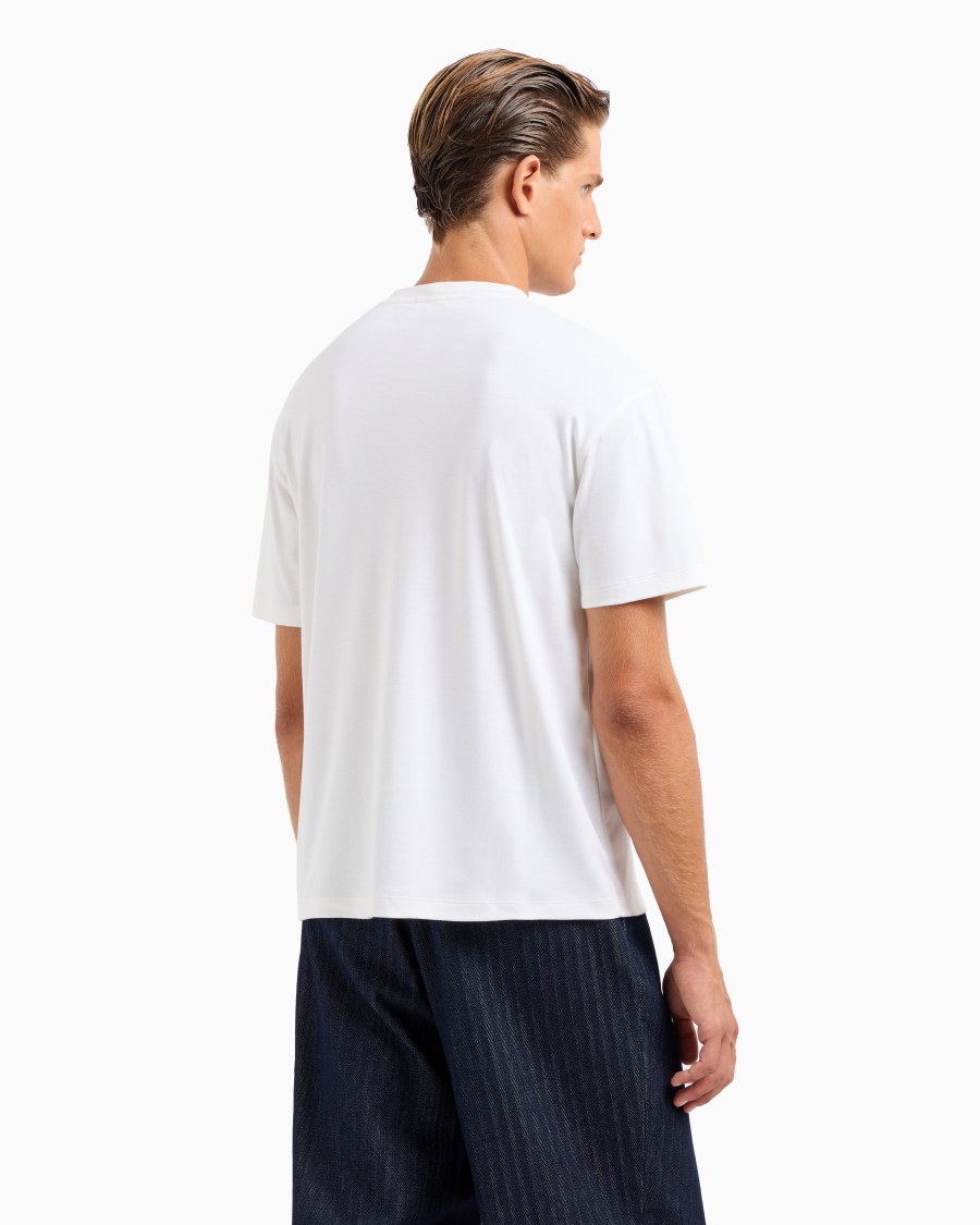 The world of armani T-SHIRT GIROCOLLO IN INTERLOCK DI COTONE E CASHMERE Hotsell