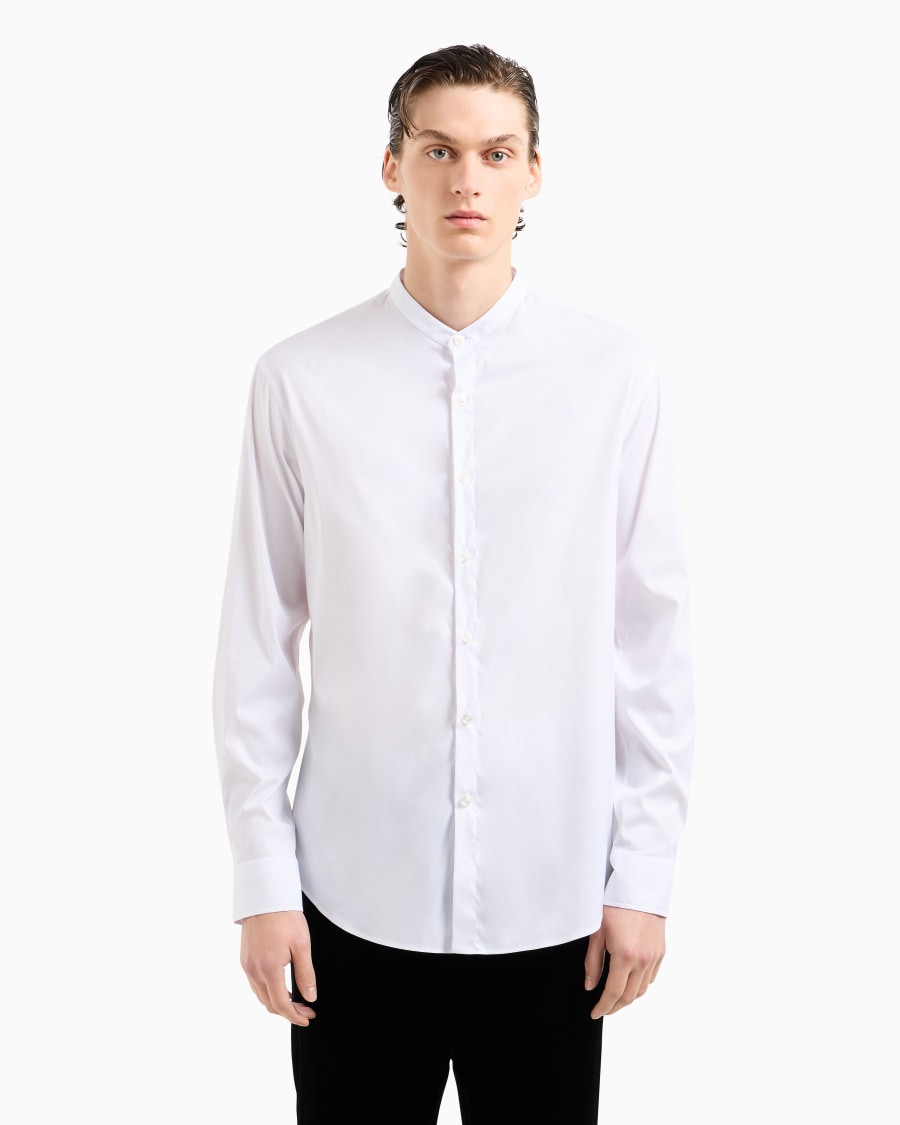 The world of armani CAMICIA ICON IN COTONE UNITO STRETCH Vendita Calda