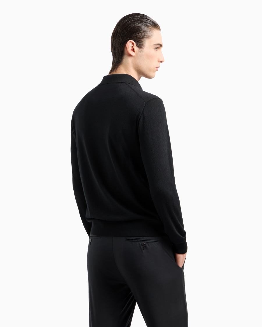 The world of armani POLO A MANICHE LUNGHE IN LANA VERGINE Saldi Di Fabbrica