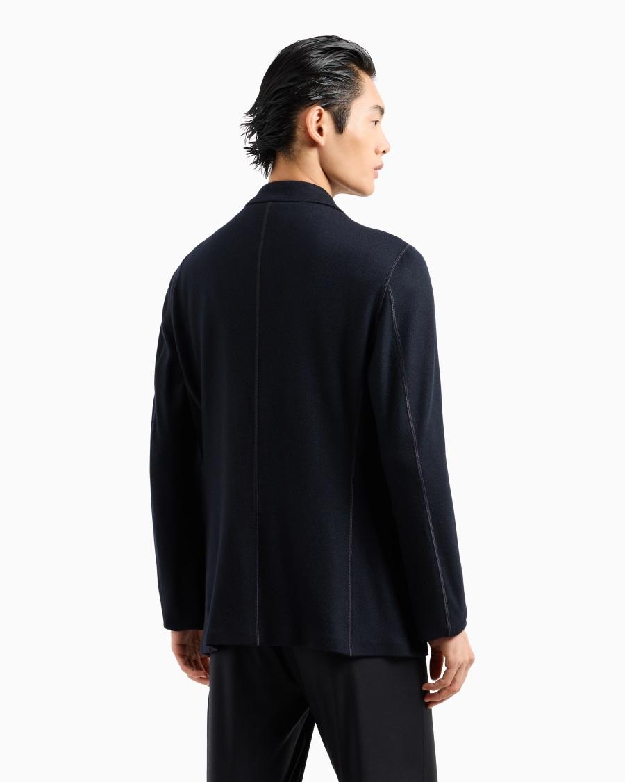 The world of armani GIACCA DOPPIOPETTO ICON IN INTERLOCK DI CASHMERE FOLLATO In Saldo