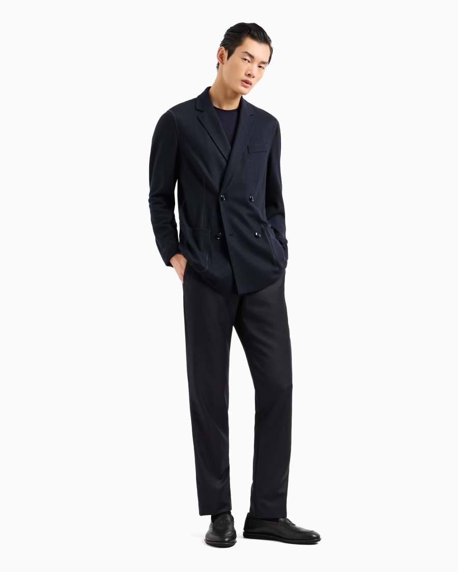 The world of armani GIACCA DOPPIOPETTO ICON IN INTERLOCK DI CASHMERE FOLLATO In Saldo