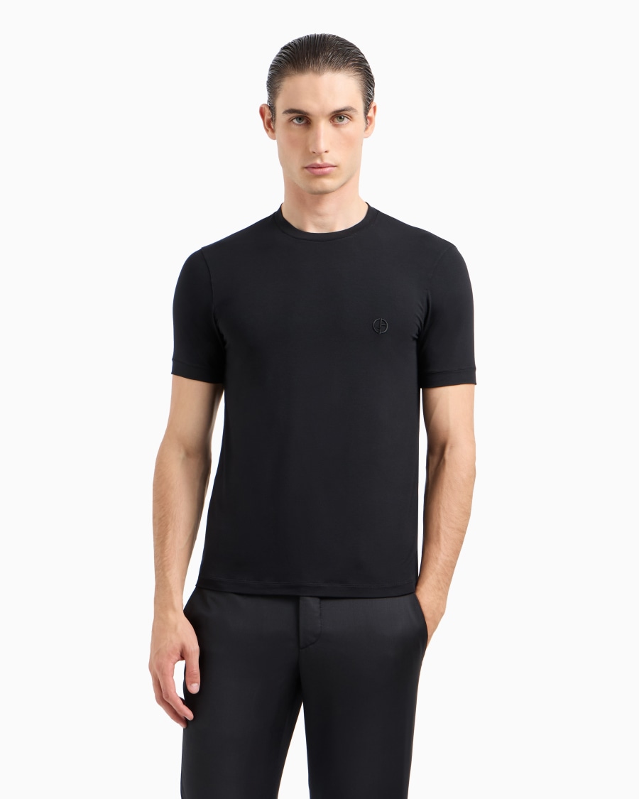 The world of armani T-SHIRT IN JERSEY BAMBOO DI VISCOSA STRETCH CON RICAMO GA Italia