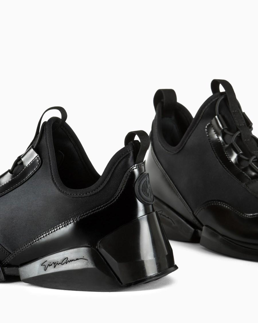 The world of armani SNEAKERS IN PELLE E NYLON Prezzo Ridotto