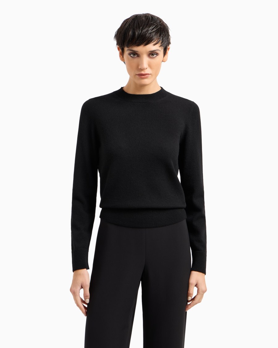 The world of armani MAGLIONE IN CASHMERE CON PROFILI A COSTE In Vendita