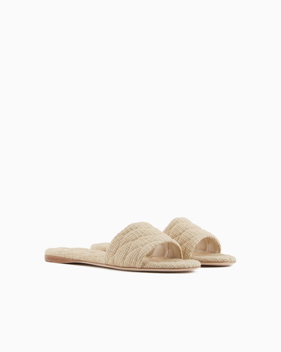 The world of armani SANDALI FLAT IN RAFIA TRAPUNTATA Vendita Calda