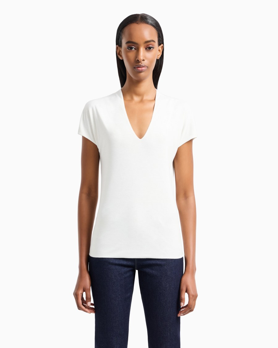 The world of armani TOP CON SCOLLO A V Vendite Flash