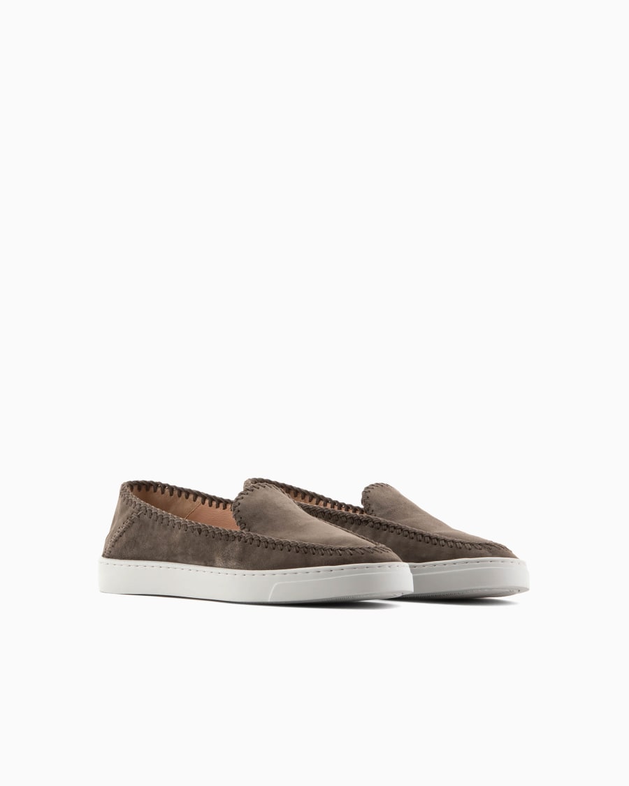 The world of armani GALLERIA 3 SLIP-ON IN PELLE SCAMOSCIATA Negozio