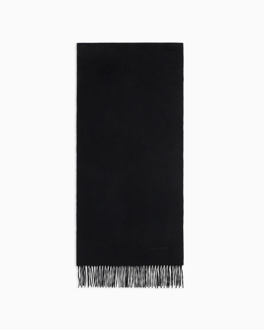 The world of armani SCIARPA IN CASHMERE CON LOGO RICAMATO