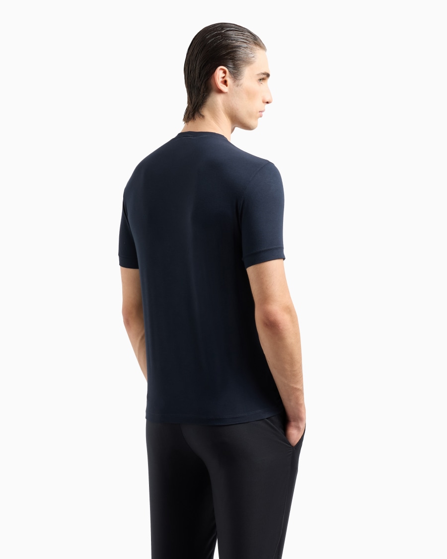 The world of armani T-SHIRT IN JERSEY BAMBOO DI VISCOSA STRETCH CON RICAMO GA Spedizione Gratuita