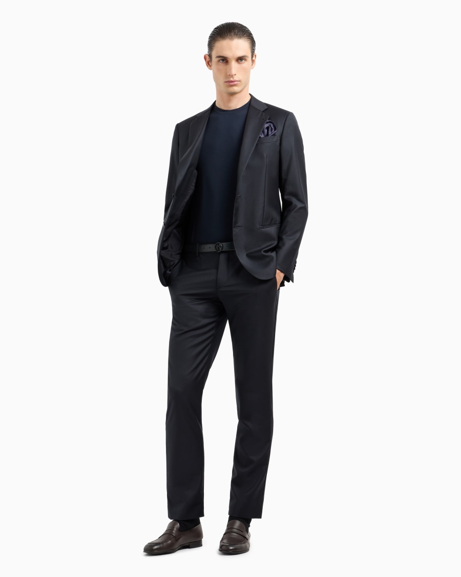 The world of armani T-SHIRT IN JERSEY BAMBOO DI VISCOSA STRETCH CON RICAMO GA Spedizione Gratuita