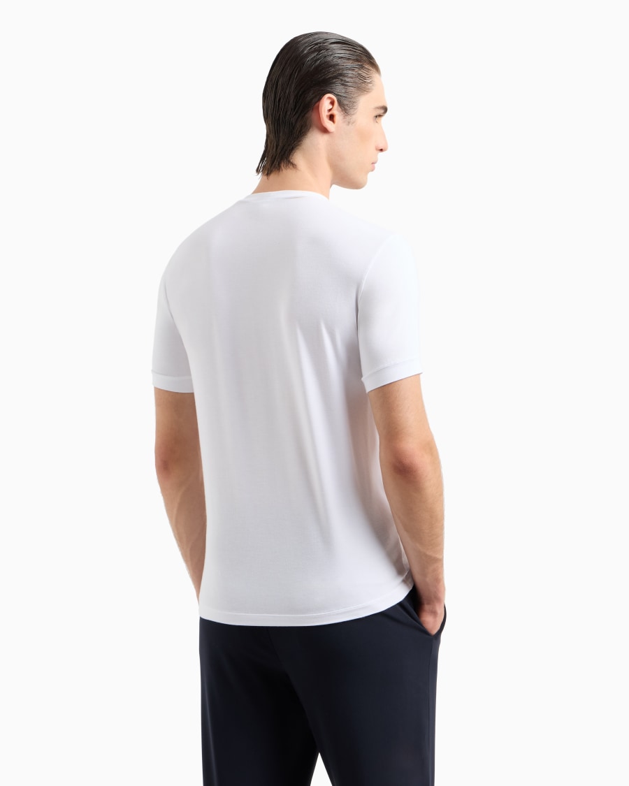 The world of armani T-SHIRT IN JERSEY BAMBOO DI VISCOSA STRETCH CON RICAMO GA Acquista Ora