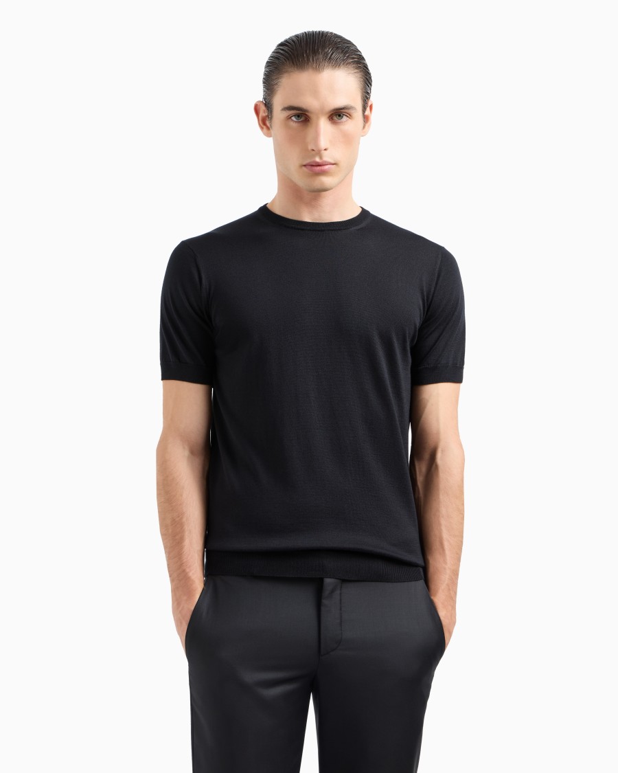 The world of armani MAGLIA GIROCOLLO IN SETA E COTONE Novità