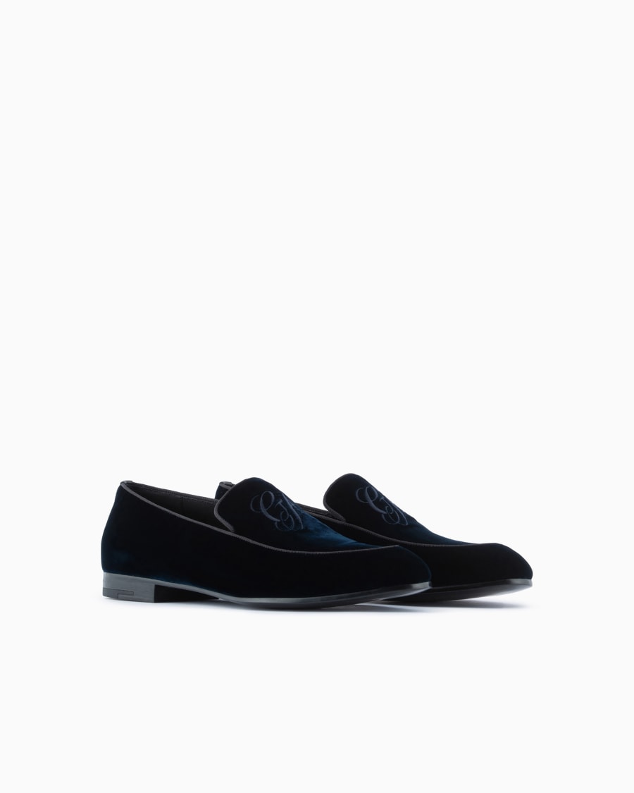 The world of armani MOCASSINI IN VELLUTO CON LOGO RICAMATO Presa