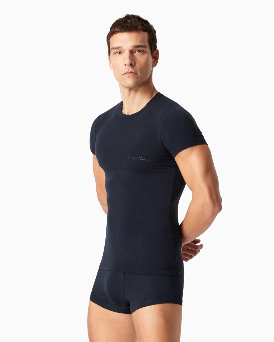 The world of armani MAGLIA LOUNGEWEAR A MANICA CORTA IN MODAL STRETCH Outlet