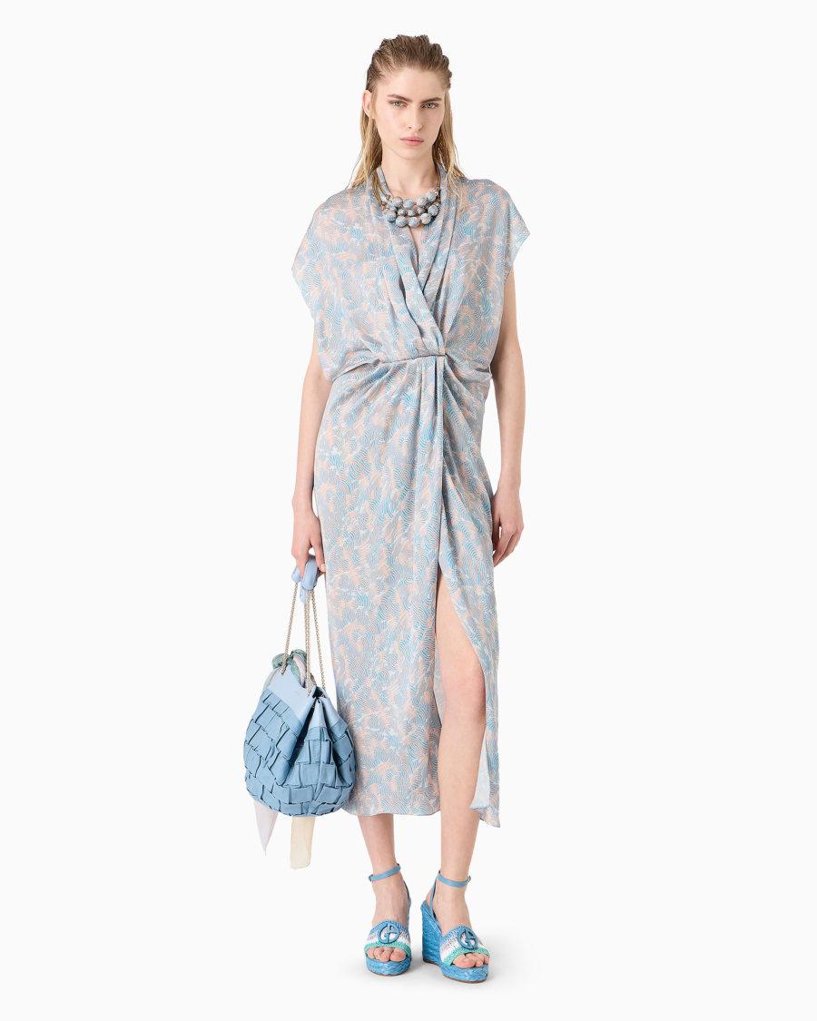 The world of armani ABITO LUNGO IN SETA STAMPATA Vendita Calda