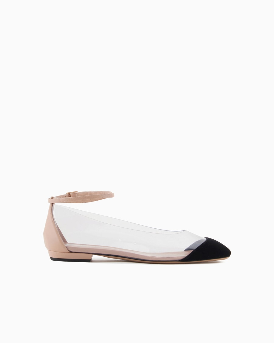 The world of armani BALLERINE CON CINTURINO IN NAPPA PVC E VELLUTO