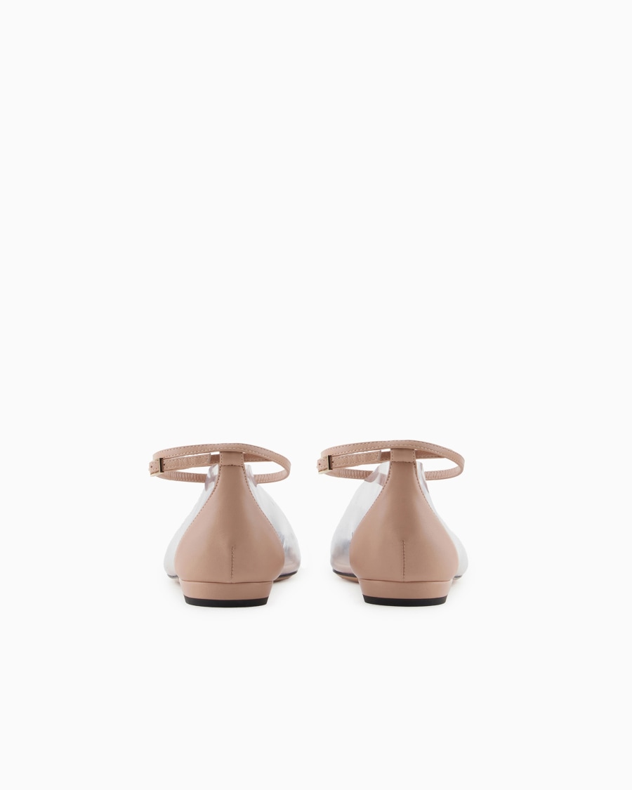 The world of armani BALLERINE CON CINTURINO IN NAPPA PVC E VELLUTO Saldi Di Fabbrica