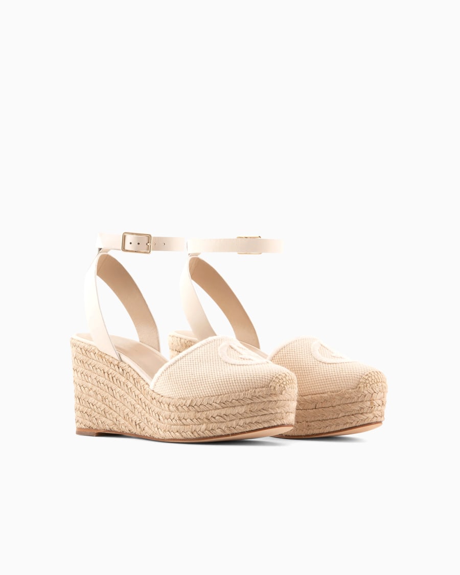 The world of armani ESPADRILLAS IN COTONE CON ZEPPA E LOGO RICAMATO Saldi Di Fabbrica