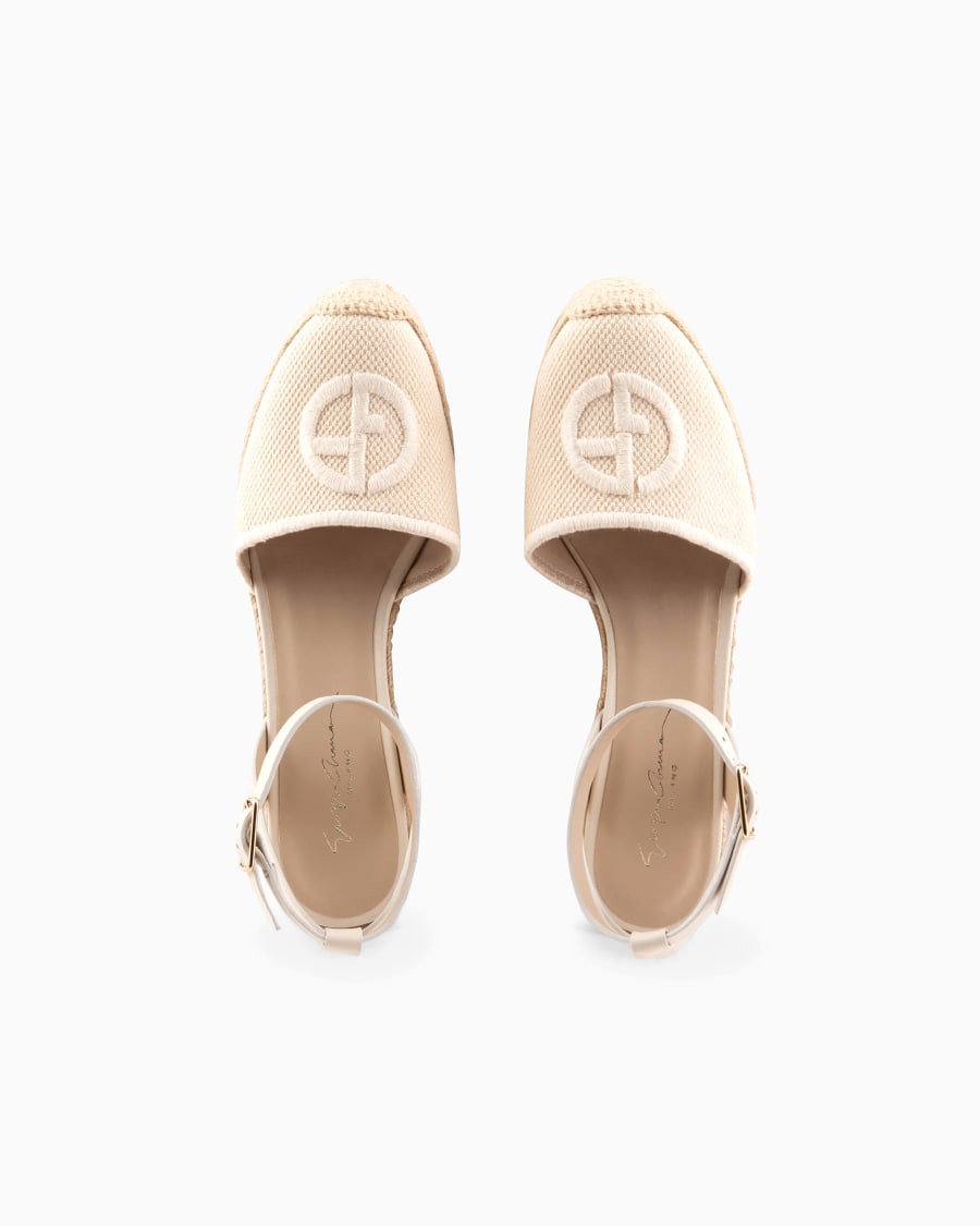 The world of armani ESPADRILLAS IN COTONE CON ZEPPA E LOGO RICAMATO Saldi Di Fabbrica