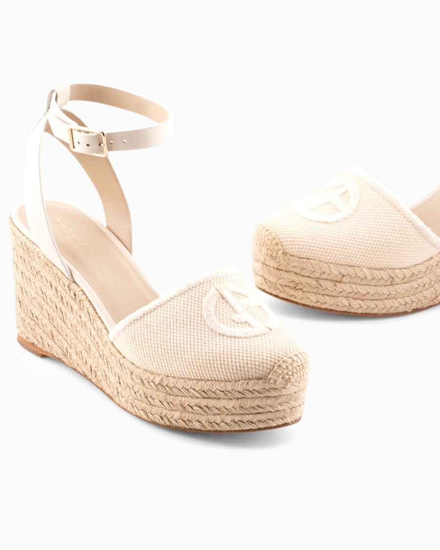 The world of armani ESPADRILLAS IN COTONE CON ZEPPA E LOGO RICAMATO Saldi Di Fabbrica