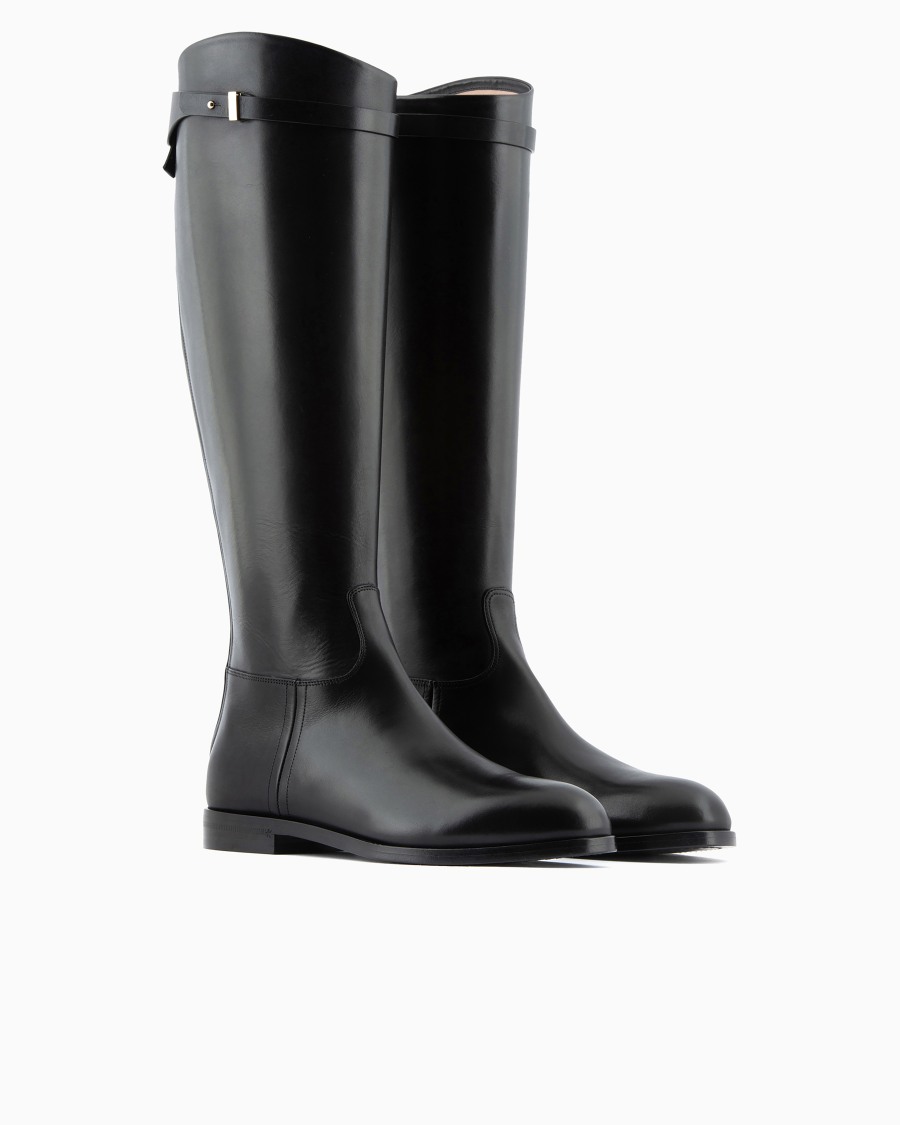 The world of armani STIVALI IN PELLE CON CINTURINO Italy