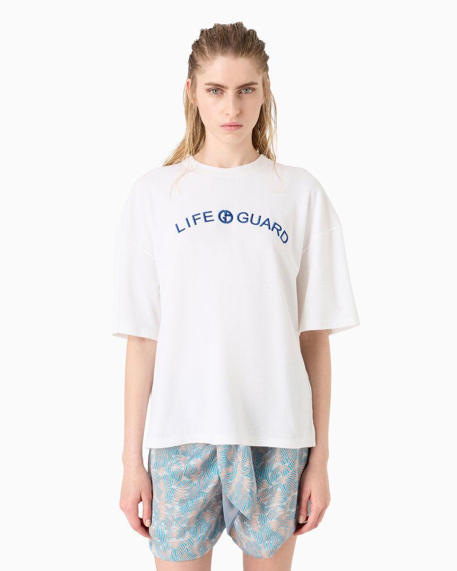 The world of armani T-SHIRT GIROCOLLO IN JERSEY DI COTONE E SETA Nuovo