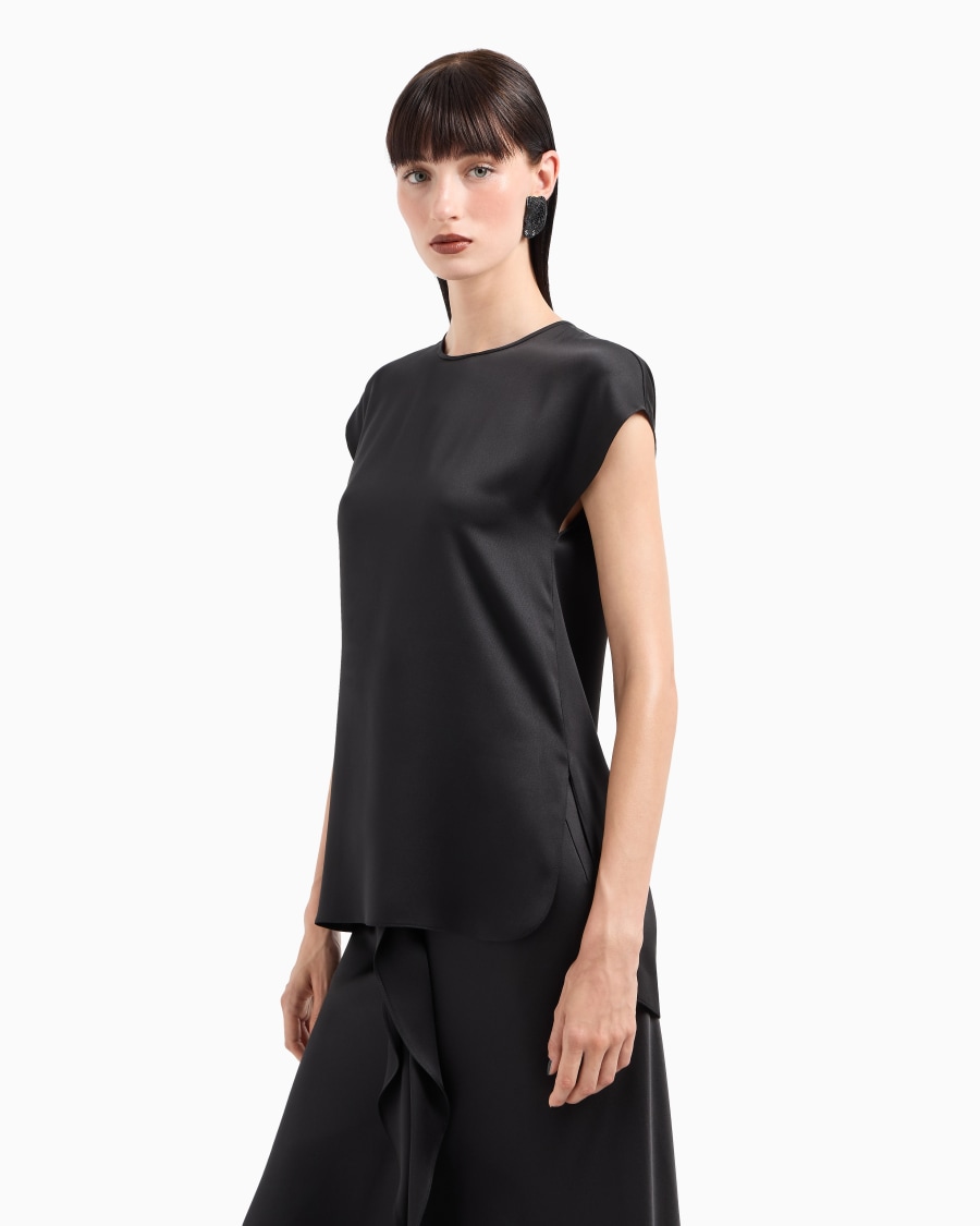 The world of armani BLUSA LUNGA IN DOPPIO RASO DI SETA Sconto