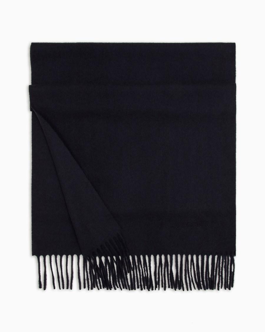 The world of armani SCIARPA IN CASHMERE CON LOGO RICAMATO