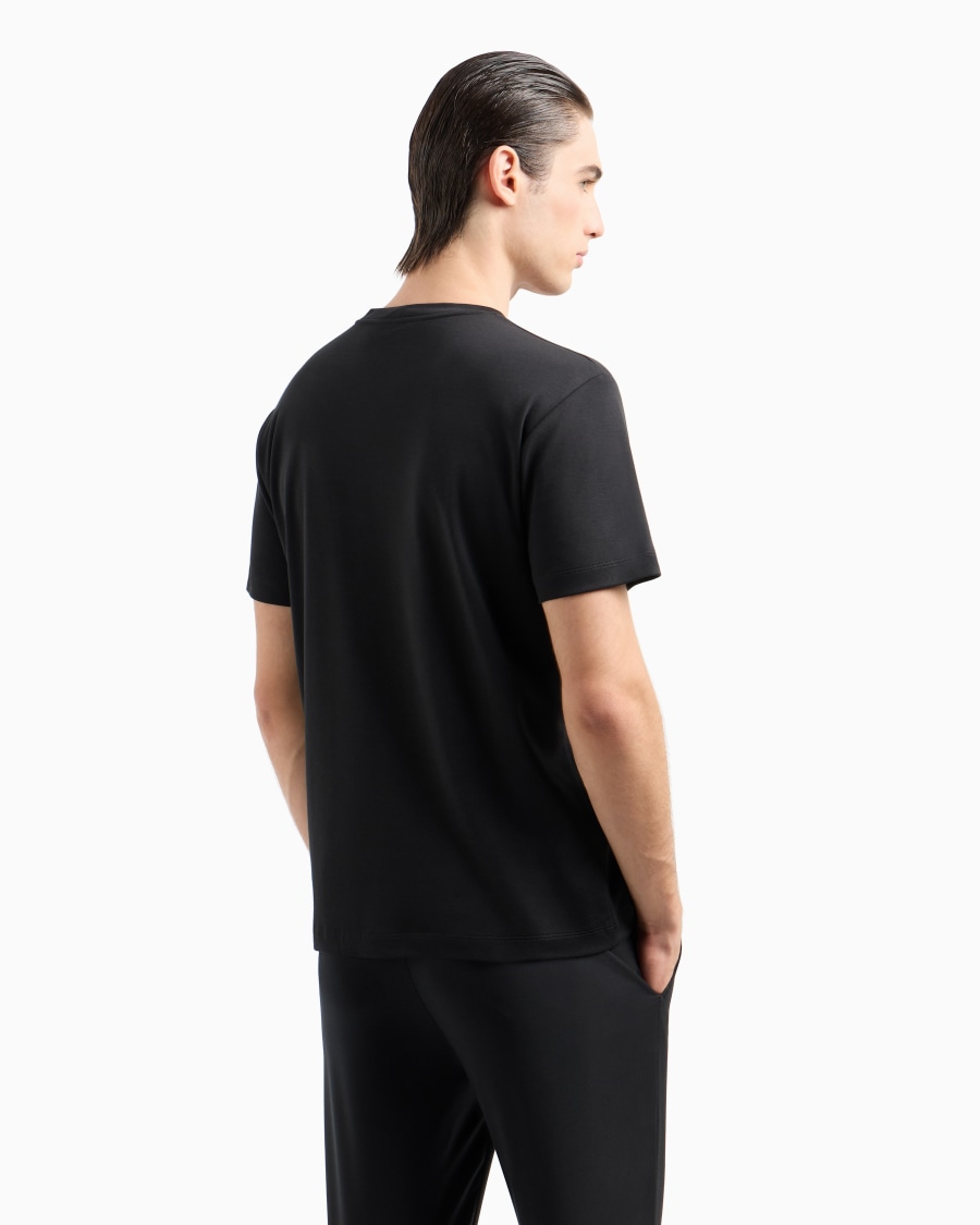The world of armani T-SHIRT IN INTERLOCK DI PURO COTONE CON LOGO RICAMATO Vendita Economica