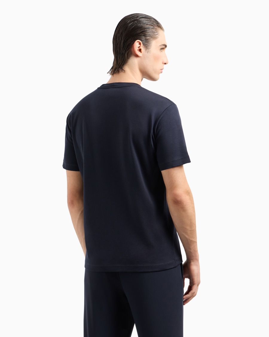 The world of armani T-SHIRT IN INTERLOCK DI PURO COTONE CON LOGO RICAMATO Saldi Di Fabbrica