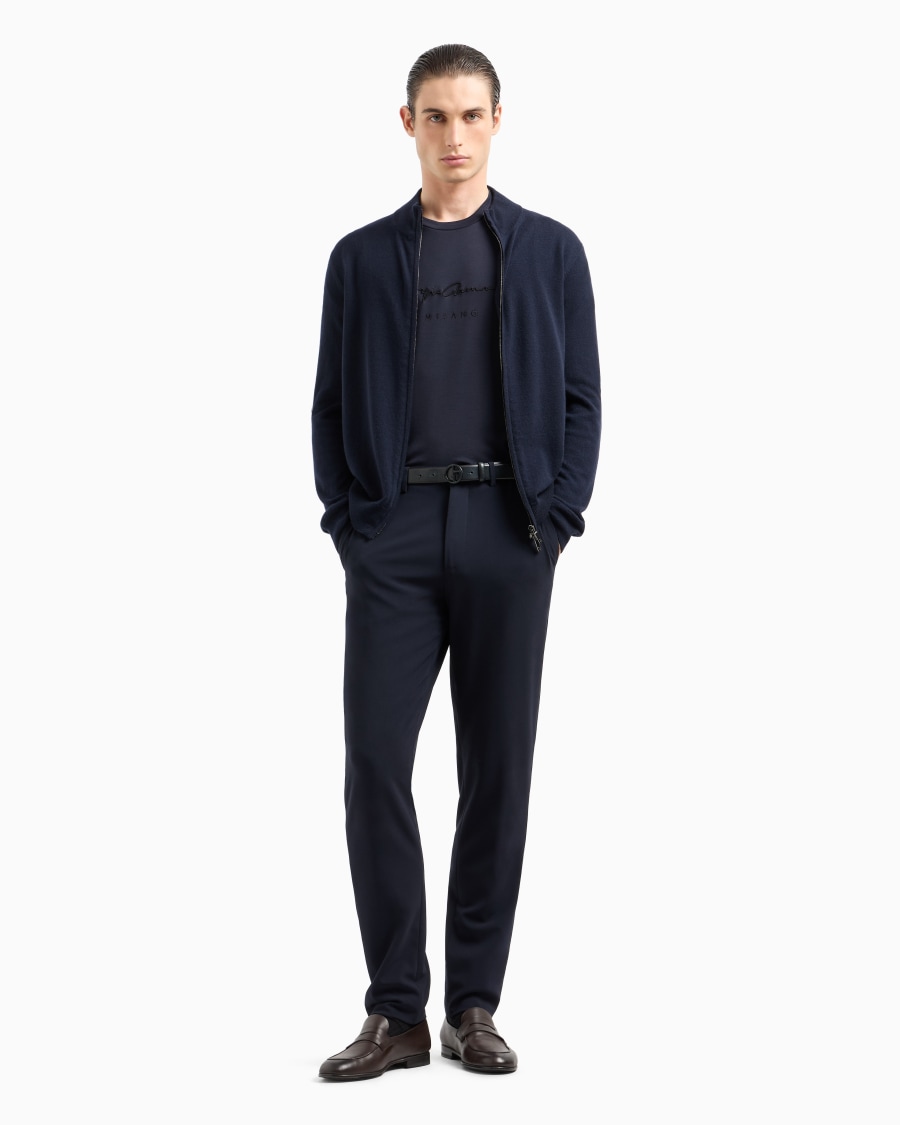 The world of armani T-SHIRT IN INTERLOCK DI PURO COTONE CON LOGO RICAMATO Saldi Di Fabbrica
