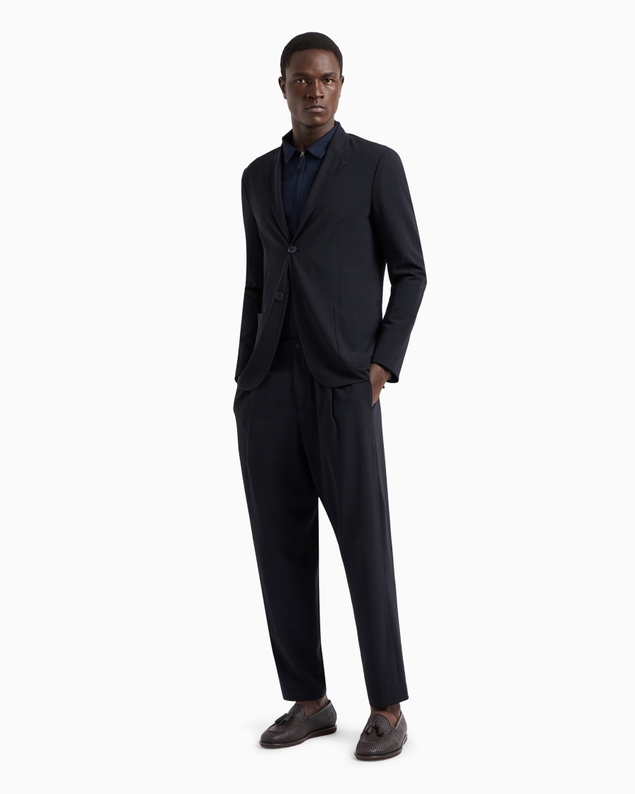 The world of armani CAMICIA SLIM FIT CON ZIP IN COTONE SEERSUCKER Negozio