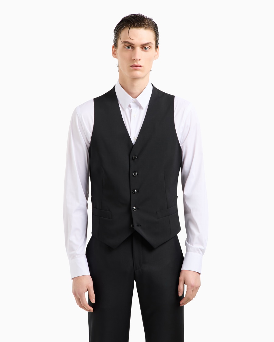 The world of armani GILET MONOPETTO IN LANA VERGINE Italia