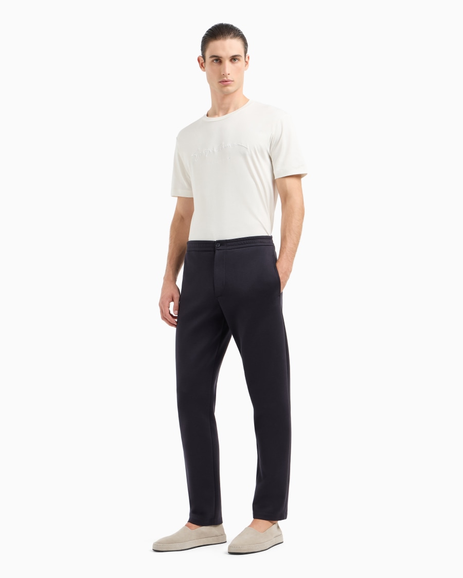 The world of armani PANTALONI IN DOPPIO JERSEY DI COTONE Nuovo